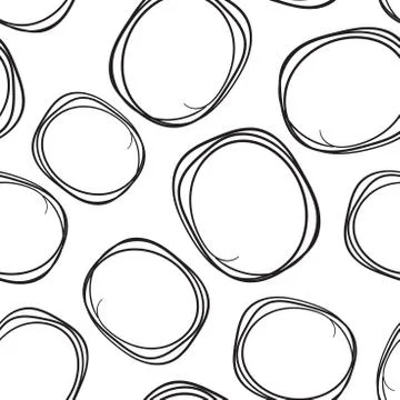 Hand drawn scribble circles seamless pattern background. Business flat vector Stock Illustration