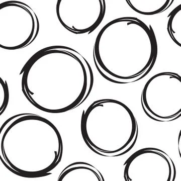 Hand drawn scribble circles seamless pattern background. Business flat vector Stock Illustration