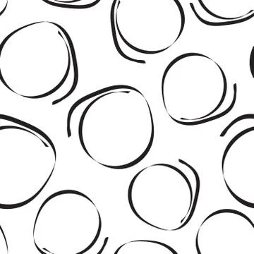 Hand drawn scribble circles seamless pattern background. Business flat vector Stock Illustration