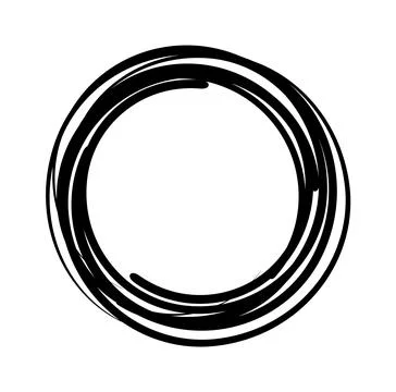 Hand drawn scribble circles set. Doodle circular logo design elements. Pencil or Stock Illustration