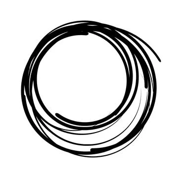 Hand drawn scribble circles set. Doodle circular logo design elements. Pencil or Illustrazione stock