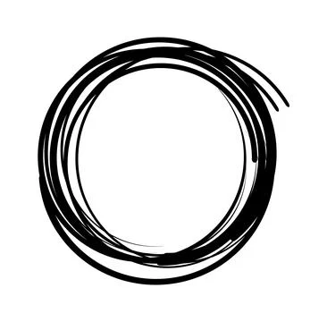 Hand drawn scribble circles set. Doodle circular logo design elements. Pencil or Illustrazione stock