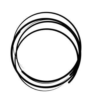 Hand drawn scribble circles set. Doodle circular logo design elements. Pencil or Stock Illustration