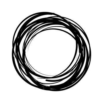 Hand drawn scribble circles set. Doodle circular logo design elements. Pencil or Stock Illustration