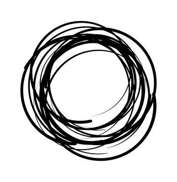 Hand drawn scribble circles set. Doodle circular logo design elements. Pencil or Stock Illustration