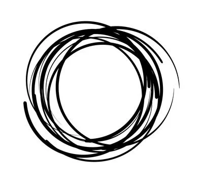 Hand drawn scribble circles set. Doodle circular logo design elements. Pencil or Illustrazione stock