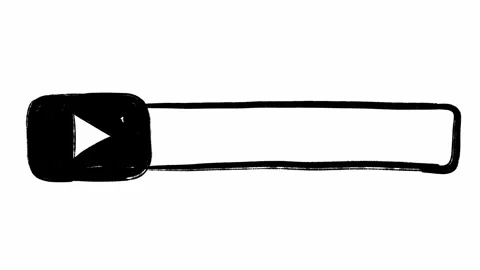 Hand drawn scribble element of online channel frame with play button in black Stock Footage 274725041