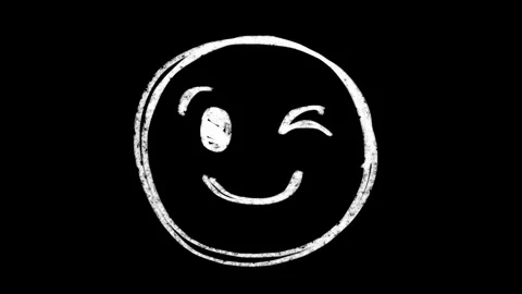 Hand-drawn scribble Emoji animation of a Winking face. Video stock 308435421