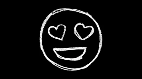 Hand-drawn scribble Emoji animation of a In Love face. Video stock 308435789