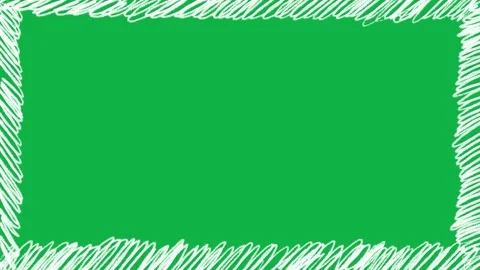 Hand Drawn Scribble Frame Border Green Screen | Doodle Rectangle Border Overlay Stock Footage 327294960