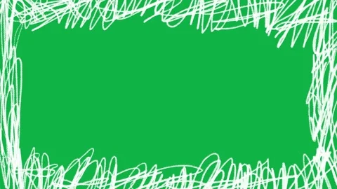Hand Drawn Scribble Frame Border Green Screen | Doodle Rectangle Border Overlay Stock Footage 327295118