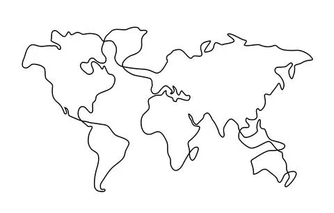 Hand drawn scribble line art world map isolated on whitebackground. Stock Illustration