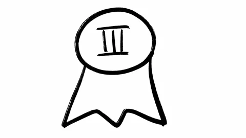 Hand drawn scribble medallion for the third place in the competition in black Video stock 275662536