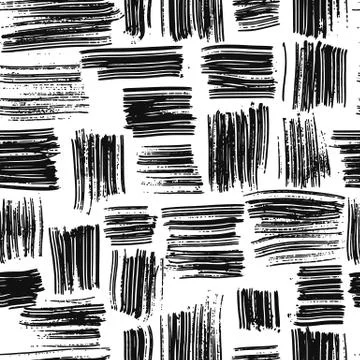Hand drawn scribble seamless pattern. Monochrome grunge line wallpaper. Brush Stock Illustration