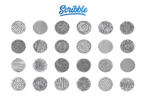 Hand drawn scribble set background with lettering 스톡 일러스트