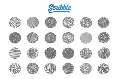 Hand drawn scribble set background with lettering Ilustración de archivo