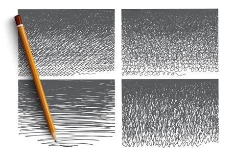 Hand drawn scribble set with green lettering Stock Illustration