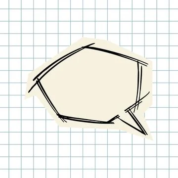 Hand drawn scribble speech bubble on grid paper 스톡 일러스트