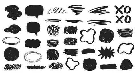 Hand Drawn Scribble Speech Bubbles Doodle Set イラスト素材