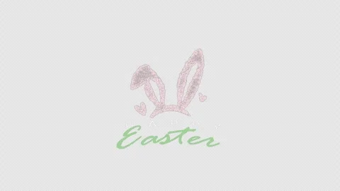 Hand Drawn Scribble Style Easter Bunny Ears Animation with Hearts on Transparent Video stock 326994675