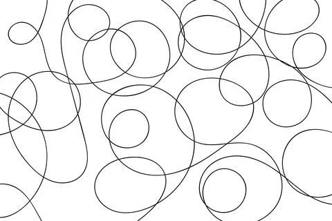 Hand drawn scribble texture with curves and circles. Abstract background. Stock Illustration