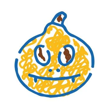 Hand drawn scribbled halloween jack o' lantern creating a spooky face Stock Illustration