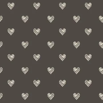 Hand drawn scribbled hearts seamless pattern creating a repeating background Illustrazione stock