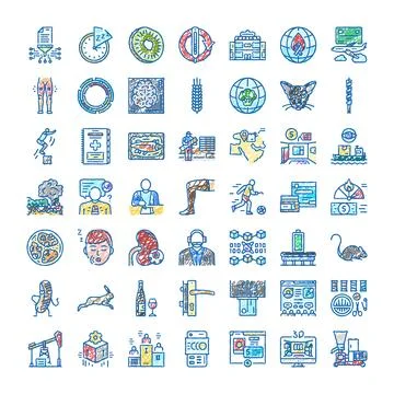 Hand drawn scribbled line art icons collection Stock Illustration