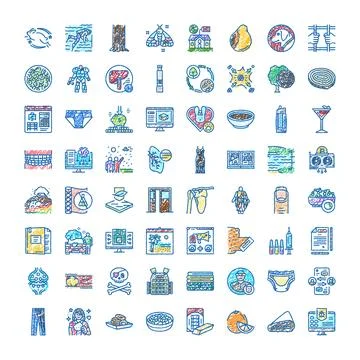 Hand drawn scribbles collection of abstract icons Stock Illustration