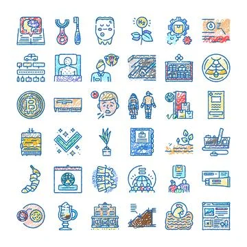 Hand drawn scribbles icons collecting modern concepts Stock Illustration