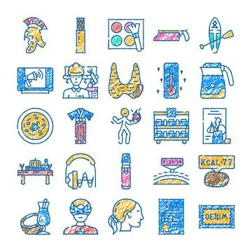 Hand drawn scribbles icons set vector illustration Illustrazione stock