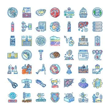 Hand drawn scribbles icons set covering various concepts Stock Illustration