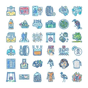 Hand drawn scribbles illustrations set diverse collection Illustrazione stock