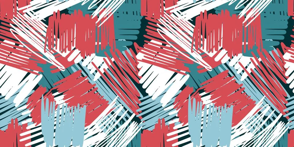 Hand drawn scribbles seamless pattern. Abstract pencil strokes line endless w Illustrazione stock