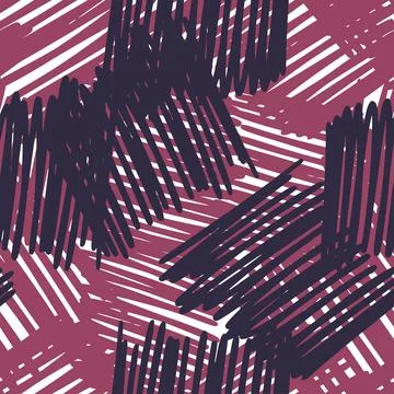 Hand drawn scribbles seamless pattern. Abstract pencil strokes line endless w Illustrazione stock