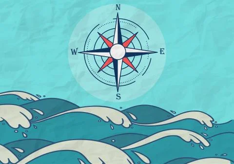 Hand Drawn Sea compass background Stock Illustration