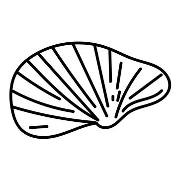 Hand-drawn sea shell outline in clean black and white vector format. Ideal .. Stock Illustration