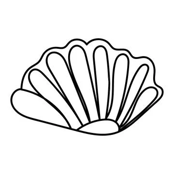Hand-drawn sea shell outline in clean black and white vector format. Ideal .. 스톡 일러스트