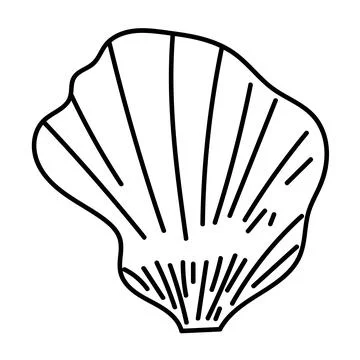 Hand-drawn sea shell outline in clean black and white vector format. Ideal .. 스톡 일러스트