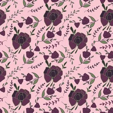 Hand drawn seaamless floral pattern Stock Illustration