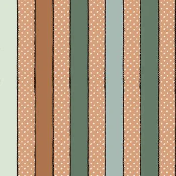 Hand drawn sealess pattern with neutral beige brown sage green lace stripes Stock Illustration