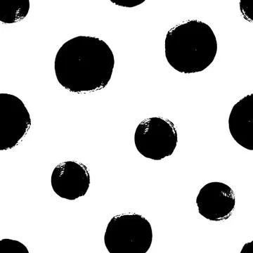Hand drawn seamles pattern with textured circles. Uneven polka dot design Stock Illustration