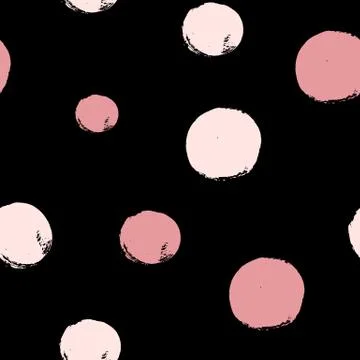 Hand drawn seamles pattern with textured circles. Uneven polka dot design 스톡 일러스트