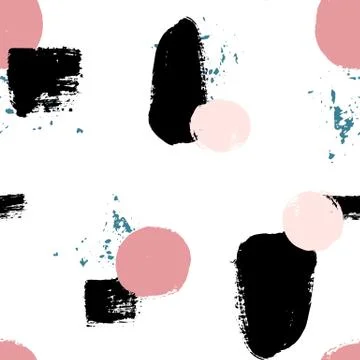 Hand drawn seamles pattern with textured circles. Uneven polka dot design Stock Illustration