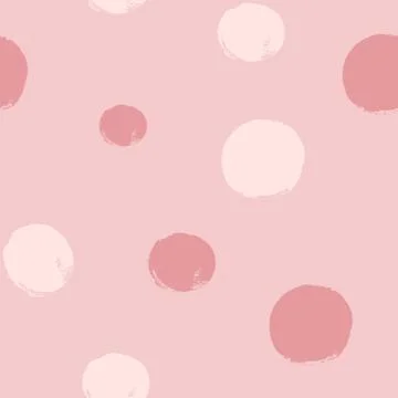 Hand drawn seamles pattern with textured circles. Uneven pastel pink polka dot Illustrazione stock