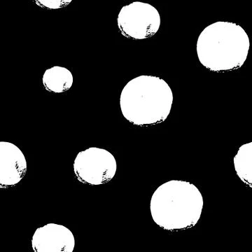 Hand drawn seamles pattern with textured circles. Uneven polka dot design Stock Illustration