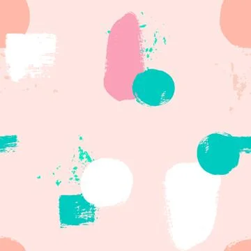 Hand drawn seamles pattern with textured circles. Uneven polka dot design Stock Illustration