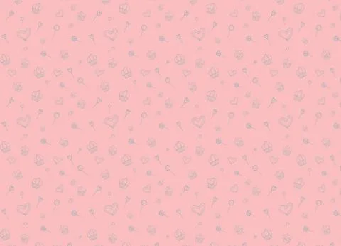 Hand-Drawn Seamless Background with Sweets, Cakes, Candy, Hearts and Lollipops Stock Illustration