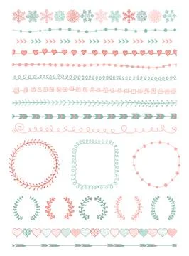Hand-Drawn Seamless Borders and Design Elements Stock Illustration