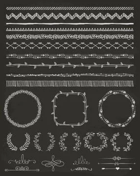 Hand-Drawn Seamless Borders and Design Elements Stock Illustration